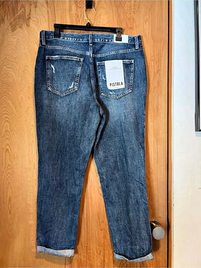 Pistola Presley High Rise Relaxed Roller Distressed Blue Jeans Waist 32 NWT